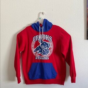 Crooks & Castles Red and Blue Men's Hoodie Size L